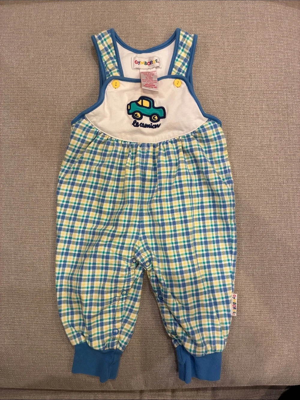 Vintage Gymboree 90s Rainbow Tag French Farm Overalls Newborn